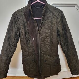 Barbour Cavalary Polarquilt Dark Olive Jacket Coat US 4 EUC